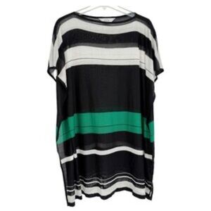 Exclusively Misook Striped Women's Tunic Top SM Black/White/Green
